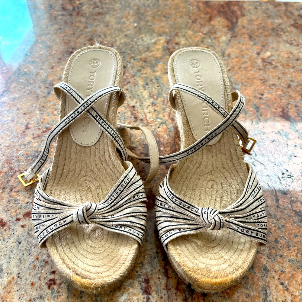 3 1/2 inch Tory Burch espadrilles. Like new